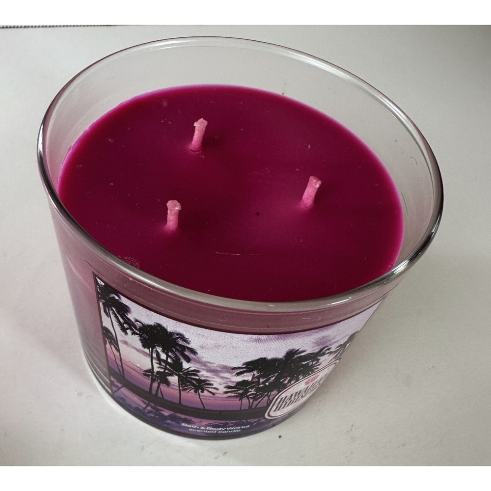NEW! Bath & Body Works Hawaiian Hibiscus Scented 3 Wick Candle Large 14.5 OZ - Picture 2 of 8
